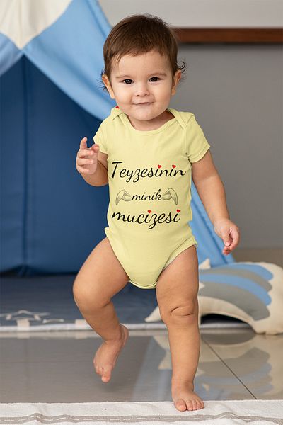 ADABEBEK Aunt's Little Miracle Printed Short Sleeve Badi with Snap Fasteners