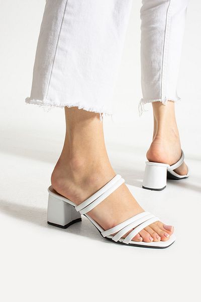 Neva'nın Butiği Women's Three Piping Heeled Daily Shoes Slippers