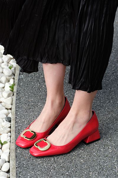 Sibel Durmaz Cudo Red Buckle Detailed Heeled Shoes
