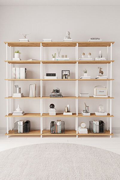 Mobitopya Çevir Kur 200 Cm Atlantik Çam Kitaplık Bd 200*177*29 Cm