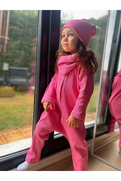 bohemiankids baby wear Pink Camisole Beret Neck Collar Set Jumpsuit