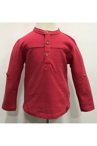 Çikoby Baby Boys Red T-Shirt with Button Front
