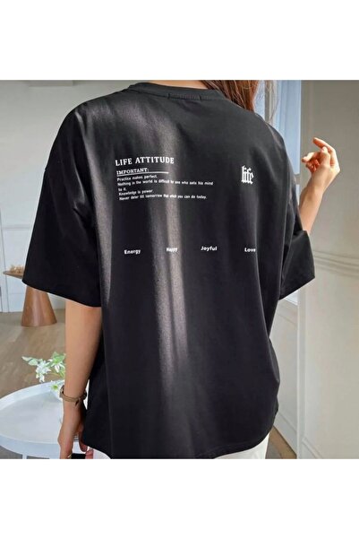 LOUİSA Set de tricou pantaloni scurți cu imprimeu Black Life pentru damă