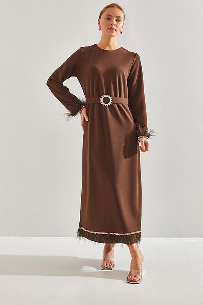 Bianco Lucci Modest Γυναικείο φόρεμα Hijab με κοσμήματα και φούντες60151002