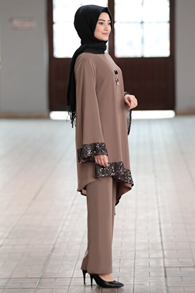 BANABİTESETTÜR Women's Brown Glitter Double Suit