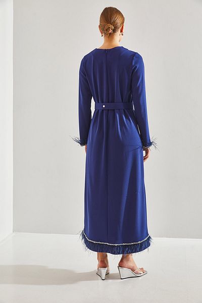 Bianco Lucci Modest Γυναικείο φόρεμα χιτζάμπ με κοσμήματα και φούντες60151002