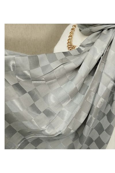Trablus Checkerboard Pattern Silky Jacquard Shawl