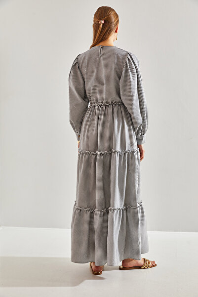 Bianco Lucci Modest Women's Three-Layer Flared Linen Ayrobin Hijab Dress60151010