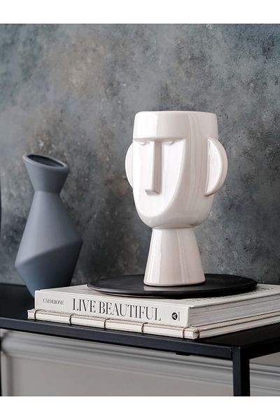 Beige & Stone Mr. Nordic Face Vase Decorative Object