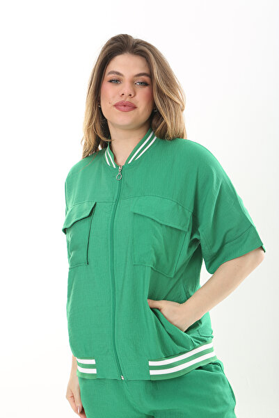 XL Modam ΓΥΝΑΙΚΕΙΟ ΣΕΤ ΜΕΓΕΘΟΣ AYROBİN ΥΦΑΣΜΑ ΠΡΑΣΙΝΗ ΡΙΓΑ ΚΟΝΤΟΜΑΝΙΚΙ