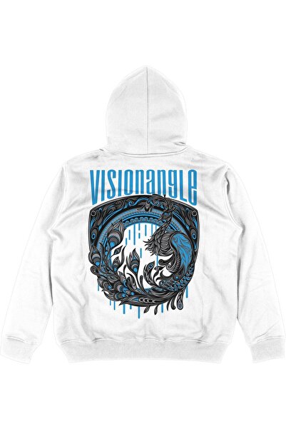 Adrift Hanorac cu glugă unisex, supradimensionat, alb, Visionangle