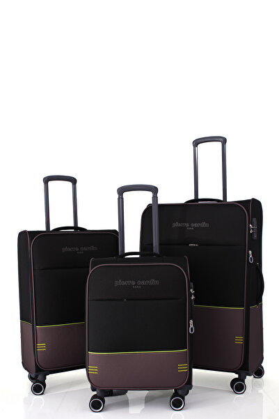 Pierre Cardin 8200 3'lü set Ultra Light Lüx KumaşTekerlekli valiz SİYAH