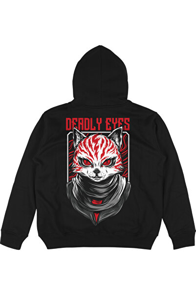 Adrift Hanorac cu glugă supradimensionat unisex Deadly Eyes, negru