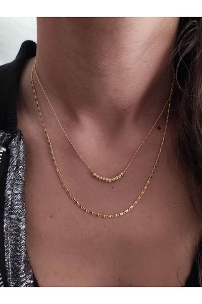 TÜKKAN ACCESSORİES GOLD DORICA DOUBLE MULTI COMBIN NECKLACE-SLEEVE158
