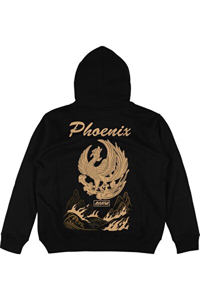 Adrift Φούτερ με κουκούλα Phoenix Black Oversize Unisex