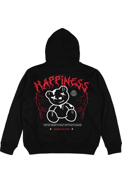 Adrift Happiness Teddy Black Oversize kroj Unisex Sa kapuljačom Dukserica sa ...