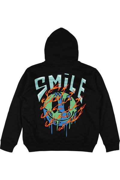 Adrift Hanorac cu glugă Smile Black Oversize Unisex