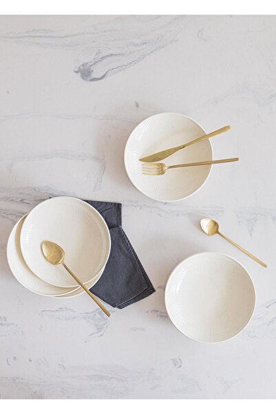 The Mia Noon Yemek Tabağı 6lı Krem 20 cm