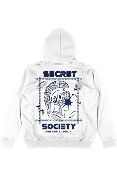 Adrift Тайна бяла прекалено голяма унисекс суитшърт с качулка