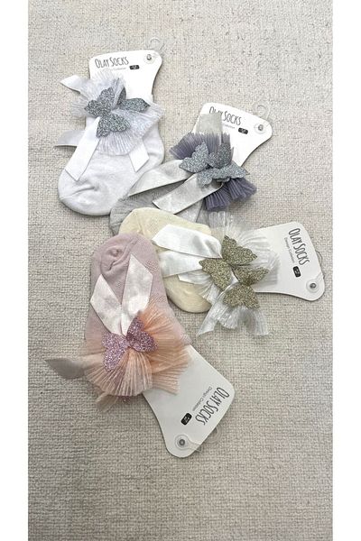 PARK BEBE GIRL'S Socket Socks Lace and Butterfly Model
