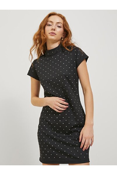 JJXX Boyunlu Siyah Renk Parti Elbisesi 12246645