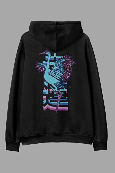 Adrift Φούτερ με κουκούλα Crane Black Oversize Unisex