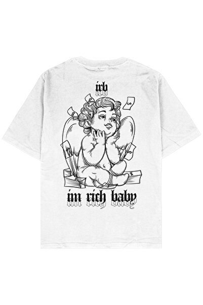 Adrift Tricou unisex oversize alb I Am Rich Baby