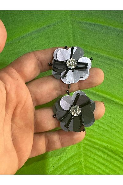 Gönülden Tasarım 3X3 CM 2BUC PIATRĂ DE ZIRCON FUMATĂ FLORĂ CRESTĂ APPLIQUE ACCESORIUM DE CUSUT