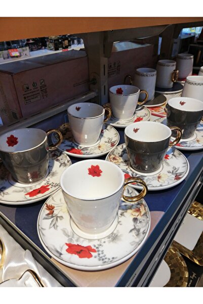 ACAR طقم فناجين قهوة بورسلين 6 قطع من لايتنينج