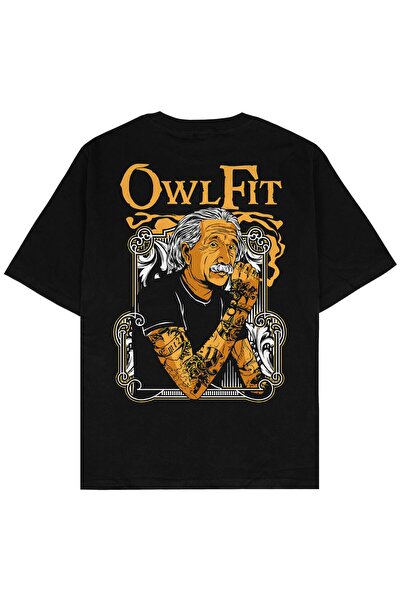 Adrift Tricou unisex negru Einstein oversize