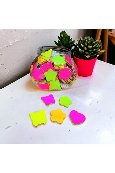 ÇİLEKHOMEAVM COLORFUL SHAPED POSTIT PAPER Postit Adhesive Paper 5 Pieces
