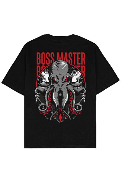 Adrift Bossmaster Черна прекалено голяма унисекс тениска