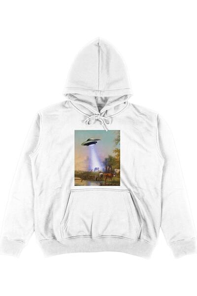 Adrift Hanorac alb oversize unisex cu glugă Village