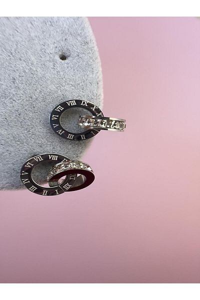 Quella Takı Steel Interlocking Hoop Silver Earrings