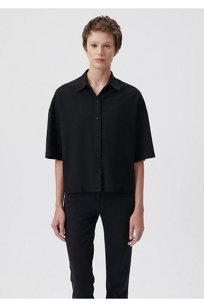 Mavi Cămașă neagră cu mânecă scurtă oversize / croi lat 1210388-900