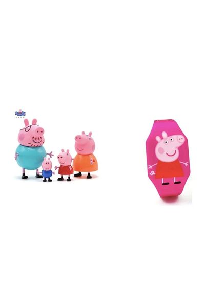 Kumik Peppa Pig 4 Figures and Peppa Clock