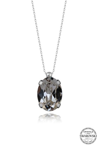 Swarovski Union Crystal Kadın Oval Tırnaklı Gümüş Kolye