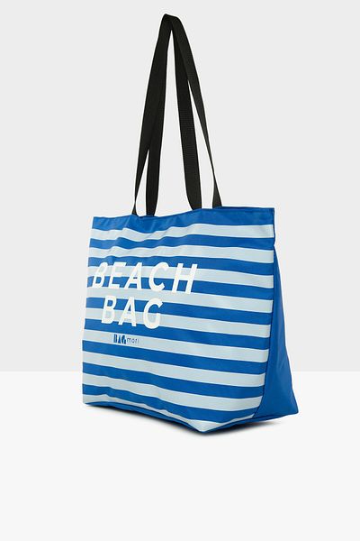 Bagmori Blue Women's Striped Beach Bag Printed Beach Bag M000008438