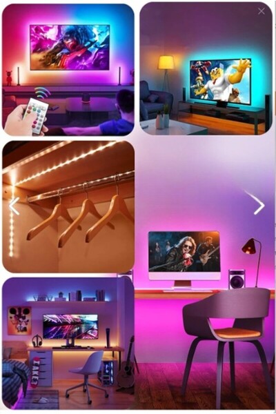 10EN 5mt Şerit Animasyonlu Tak Çalıştır Kumandalı Trafolu Rgb Şerit Işık Aydınlatma Parti Led