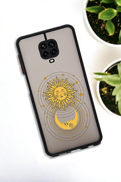 mooodcase Xiaomi Redmi Note 9 Pro Uyumlu Moon and Sun Desenli Buzlu Şeffaf Lüx Telefon Kılıfı