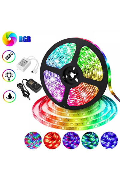 10EN 5mt Şerit Animasyonlu Tak Çalıştır Kumandalı Trafolu Rgb Şerit Işık Aydı...