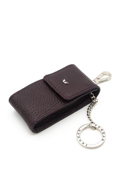 Tergan Claret Red Leather Unisex Keychain 0095M71