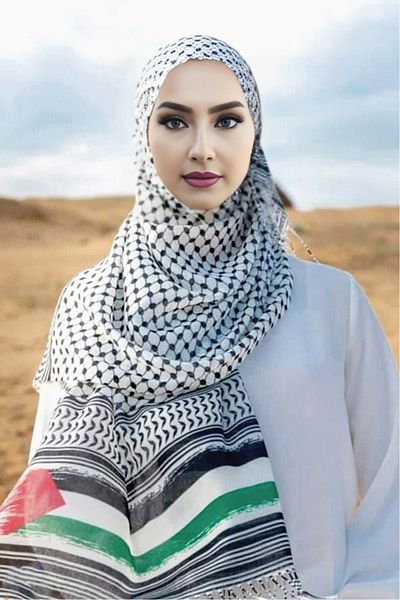 İSTANBULSTYLEMODA Cotton Linen Puchsia, Bag, Kefiye Shawl 180x70 PUS2324