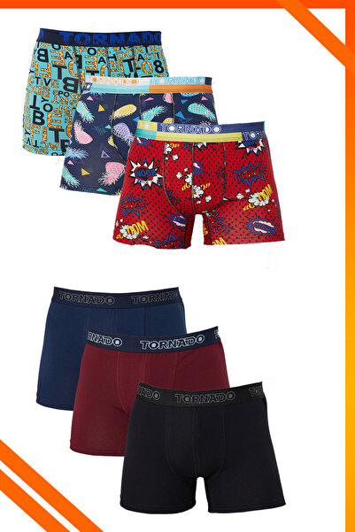 luxtornado Ανδρικά Boxer Flat - Πακέτο 6 τεμαχίων με μικτά σχέδια