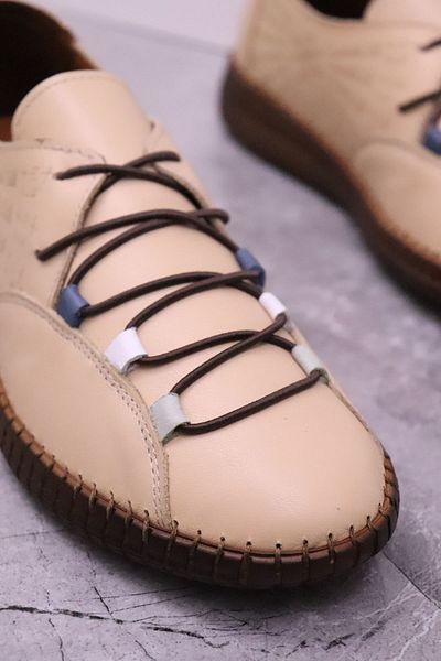 Venüs -24370001 Beige Genuine Leather Comfortable Women's Casual Shoes