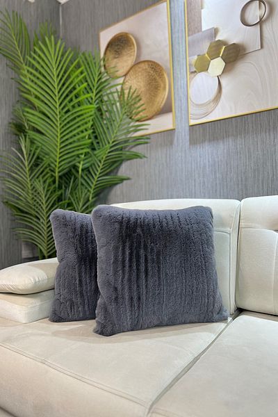 Paris Life Plush Rabbit Throw Pillow Cover Imported Premium Fabric - Dark Grey (square)