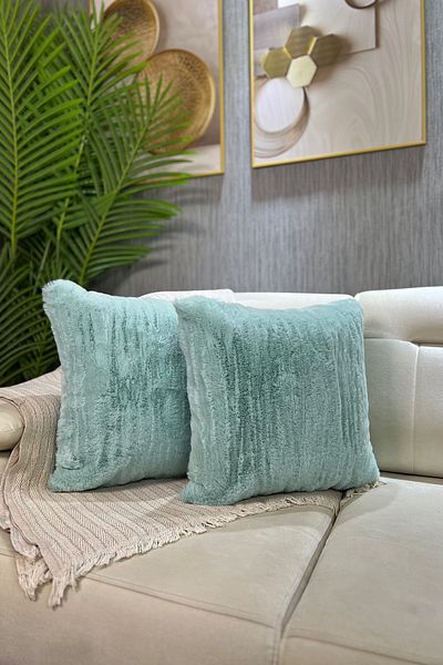 Paris Life Plush Rabbit Throw Pillow Cover Imported Premium Fabric - Mint Green (square)