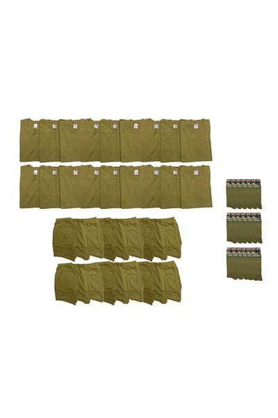FLAŞ Ανδρικό Χακί 18'li Military Undershirt Boxer Socks Σετ ρούχων