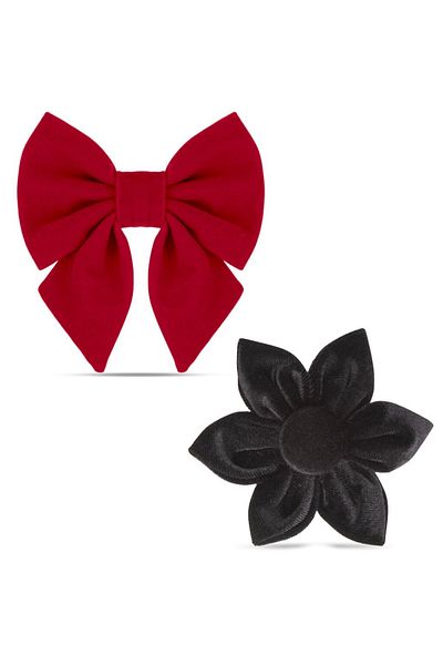 Lusi Doog Special Bow Tie, Bow and Flower Set for Female Dogs - Nur Papion Not Included