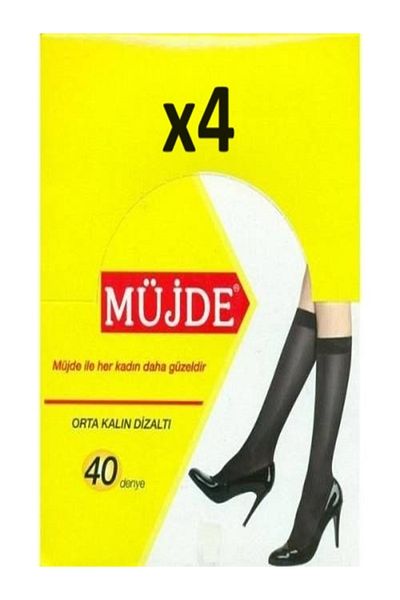 Müjde Чорапи до коляното със средна дебелина - размер 40, черни, комплект от 4